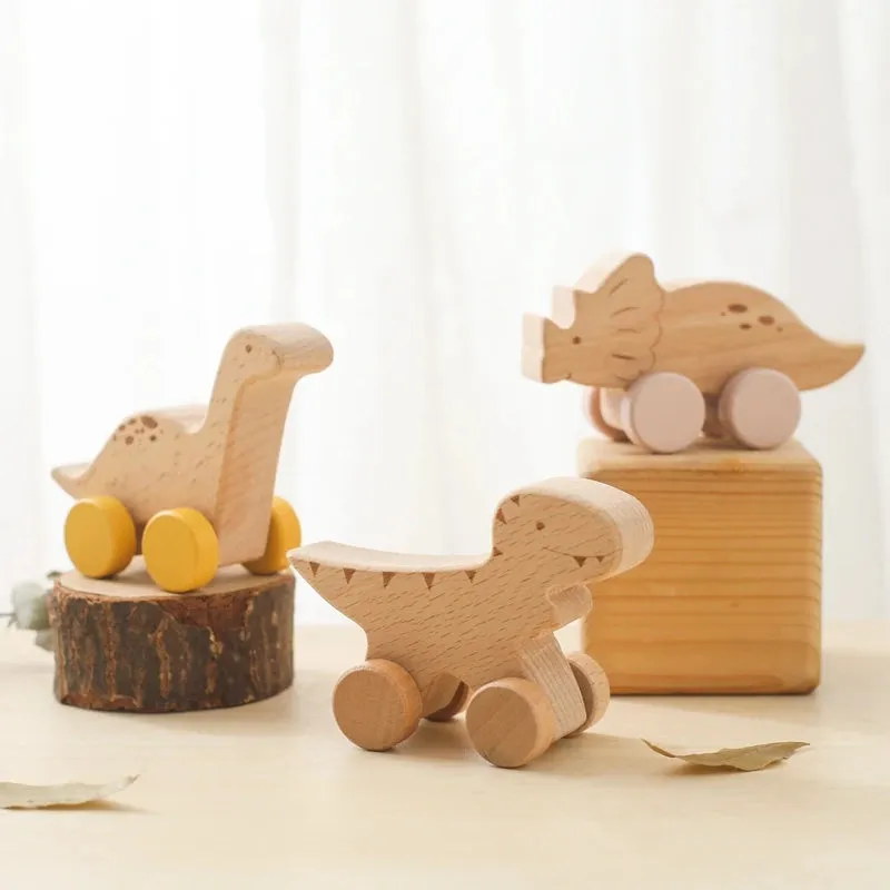 Wooden Dinosaur Car Toy