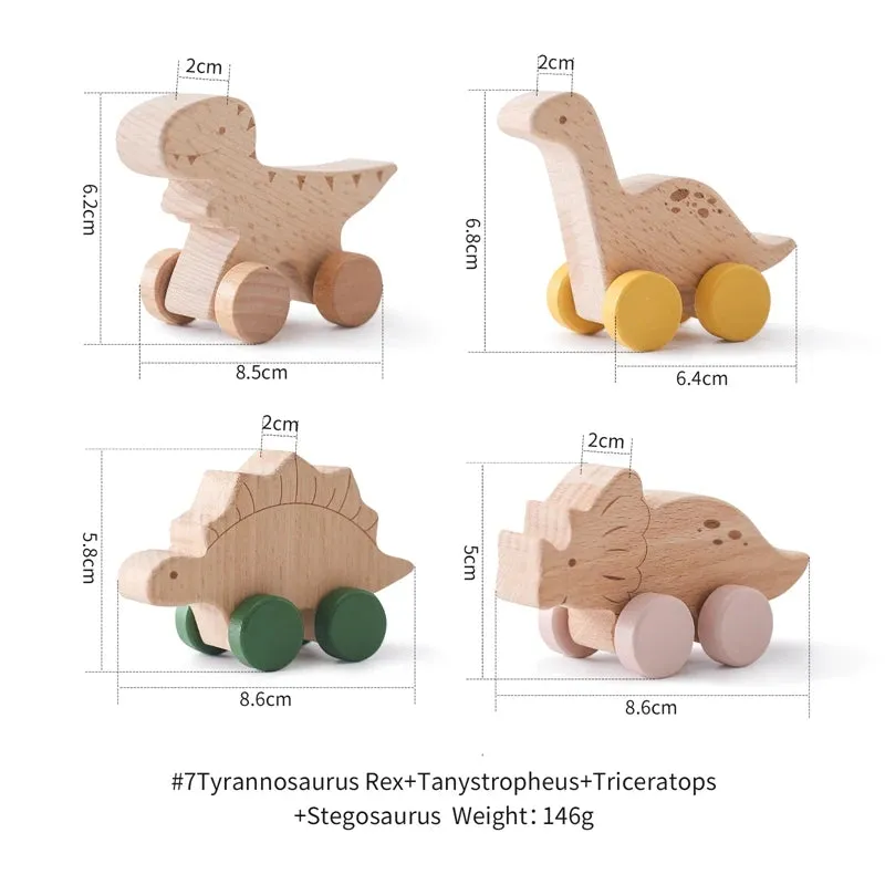 Wooden Dinosaur Car Toy