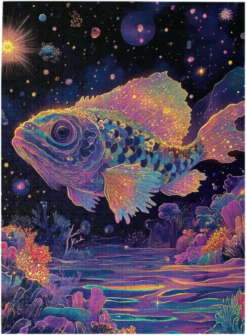 Wooden Jigsaw Puzzle 500 pcs,Strange Fish from Deep Sea Organisms,Adult Puzzles Game,Every Piece is Unique,Relieve Stress and Enjoy The Fun of Solving Puzzles,Brain Challenge