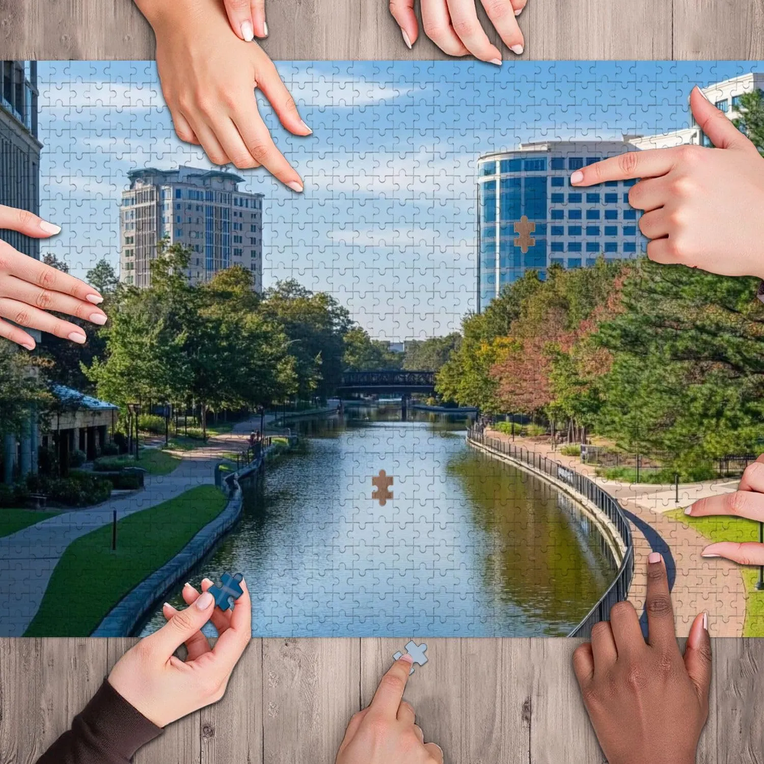 Wooden Jigsaw Puzzles for Adults 1000 Pieces A View The Waterway Texas Fun and Challenging Board Puzzles Large Educational Game Kids Toys Gift Home Decor