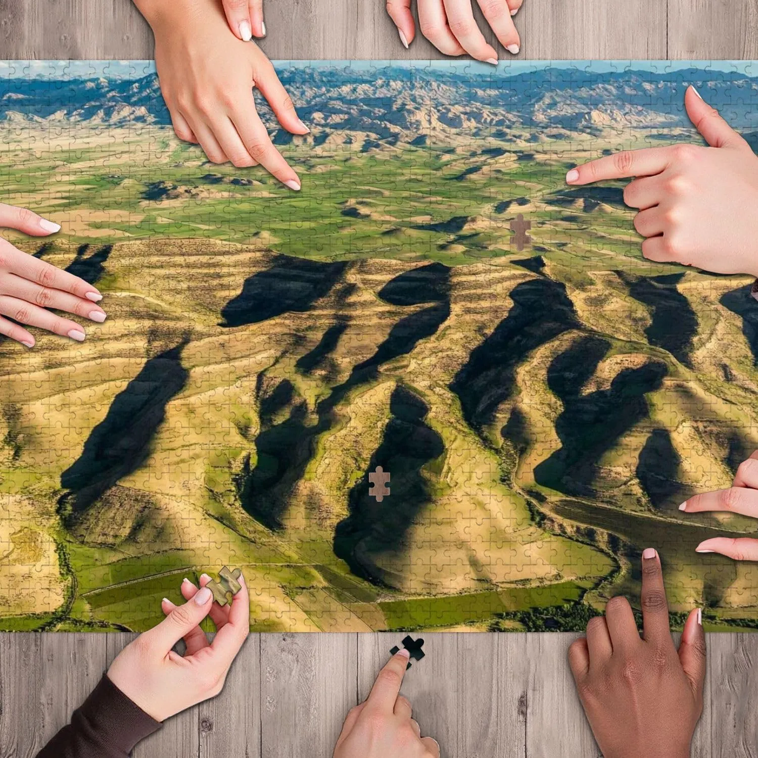 Wooden Jigsaw Puzzles for Adults 1000 Pieces Aerial Photos Mountains grasslands Roads China Fun and Challenging Board Puzzles Large Educational Game Kids Toys Gift Home Decor