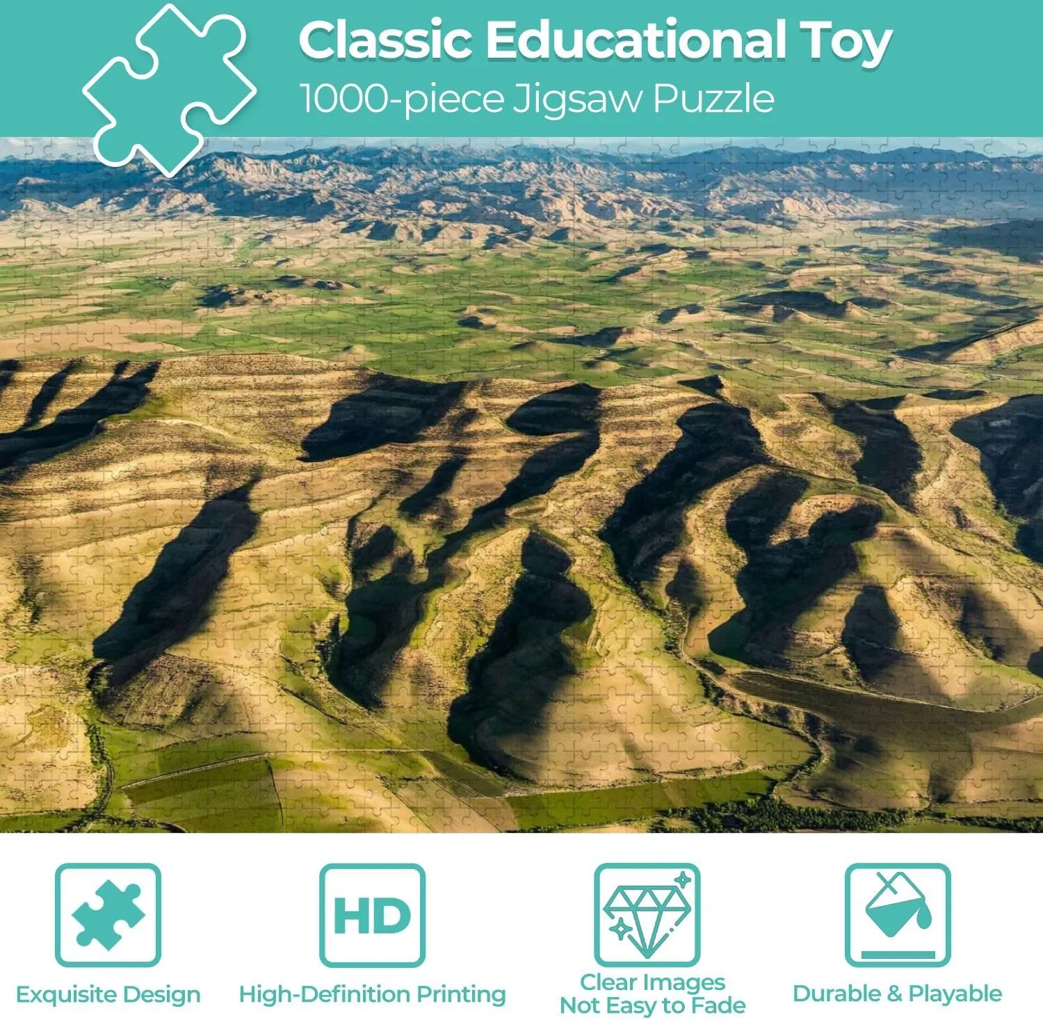 Wooden Jigsaw Puzzles for Adults 1000 Pieces Aerial Photos Mountains grasslands Roads China Fun and Challenging Board Puzzles Large Educational Game Kids Toys Gift Home Decor