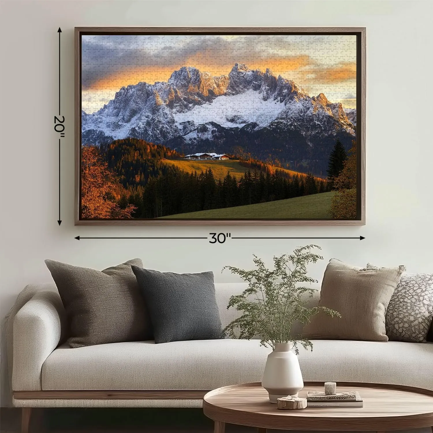 Wooden Jigsaw Puzzles for Adults 1000 Pieces Sunrise Idyllic Alpine Scenery Farmhouse Front Wilder Austria Fun and Challenging Board Puzzles Large Educational Game Kids Toys Gift Home Decor