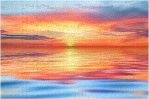 Wooden Jigsaw Puzzles for Adults 1000 Pieces Sunset Sky Reflected Water Fun and Challenging Board Puzzles Large Educational Game Kids Toys Gift Home Decor