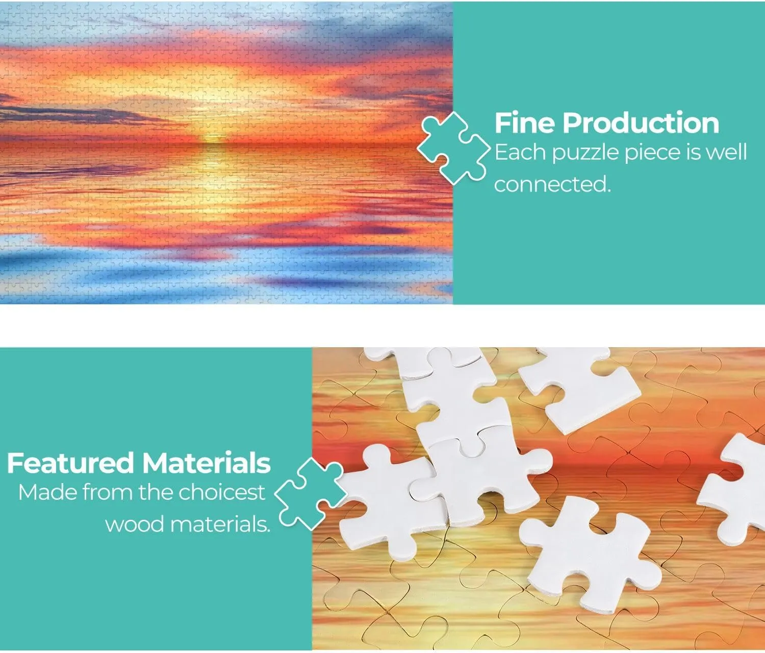 Wooden Jigsaw Puzzles for Adults 1000 Pieces Sunset Sky Reflected Water Fun and Challenging Board Puzzles Large Educational Game Kids Toys Gift Home Decor