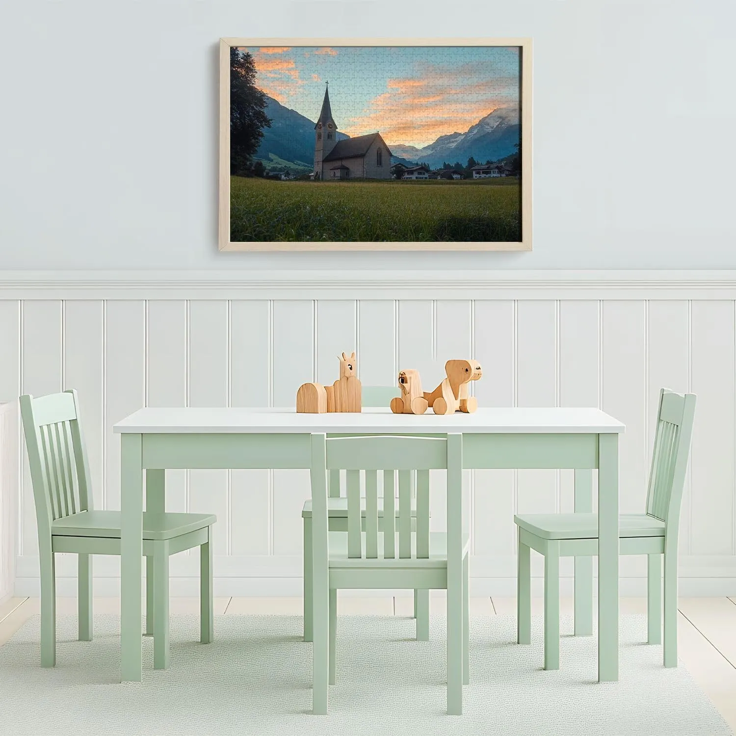 Wooden Jigsaw Puzzles for Adults 1000 Pieces Switzerland Countryside Scenery Alpine rurals Pictures Fun and Challenging Board Puzzles Large Educational Game Kids Toys Gift Home Decor