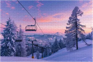 Wooden Jigsaw Puzzles for Adults 1000 Pieces Winter Mountains Panorama ski Slopes ski Lifts Fun and Challenging Board Puzzles Large Educational Game Kids Toys Gift Home Decor