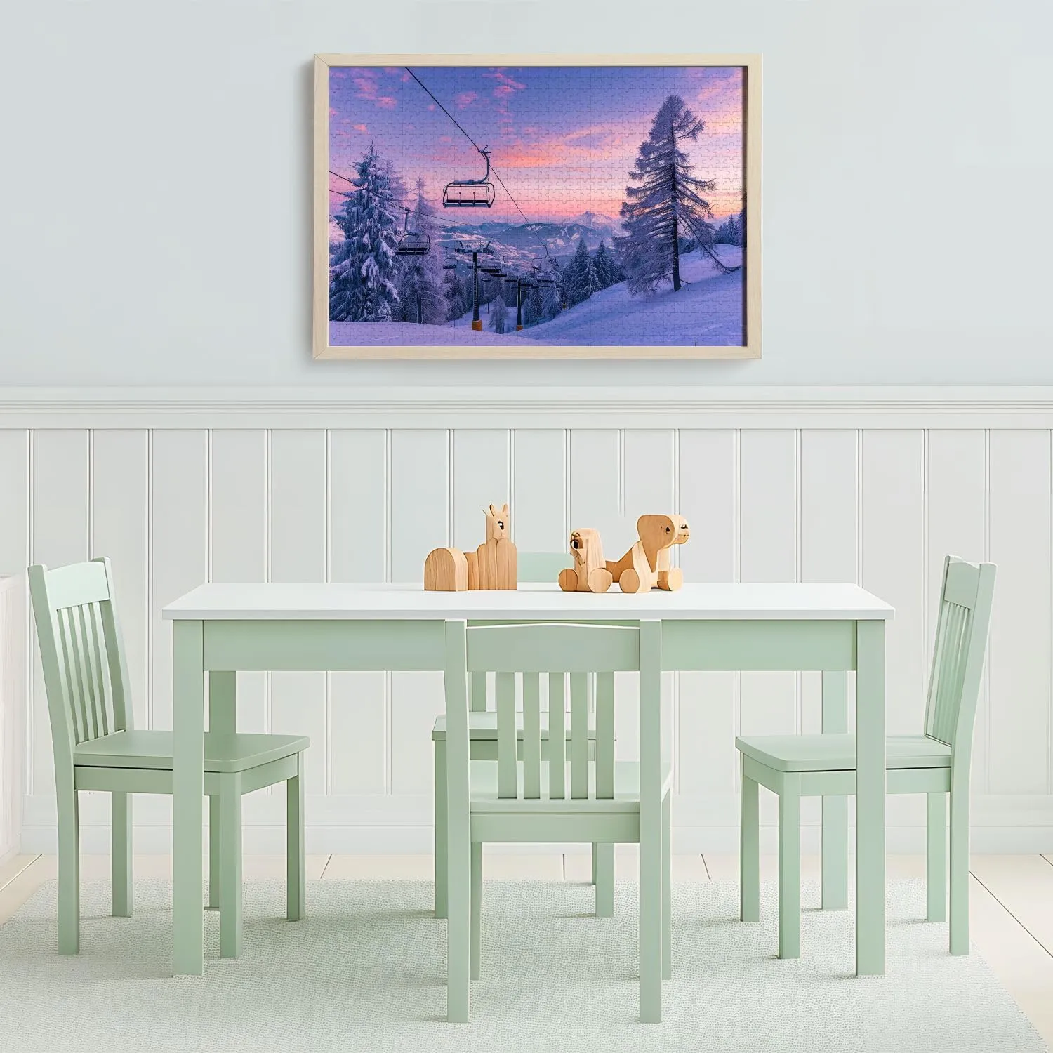 Wooden Jigsaw Puzzles for Adults 1000 Pieces Winter Mountains Panorama ski Slopes ski Lifts Fun and Challenging Board Puzzles Large Educational Game Kids Toys Gift Home Decor