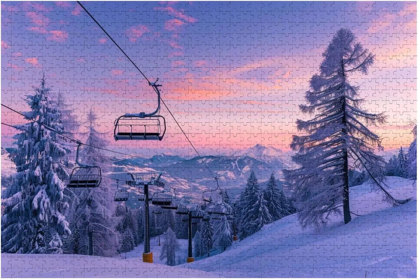 Wooden Jigsaw Puzzles for Adults 1000 Pieces Winter Mountains Panorama ski Slopes ski Lifts Fun and Challenging Board Puzzles Large Educational Game Kids Toys Gift Home Decor