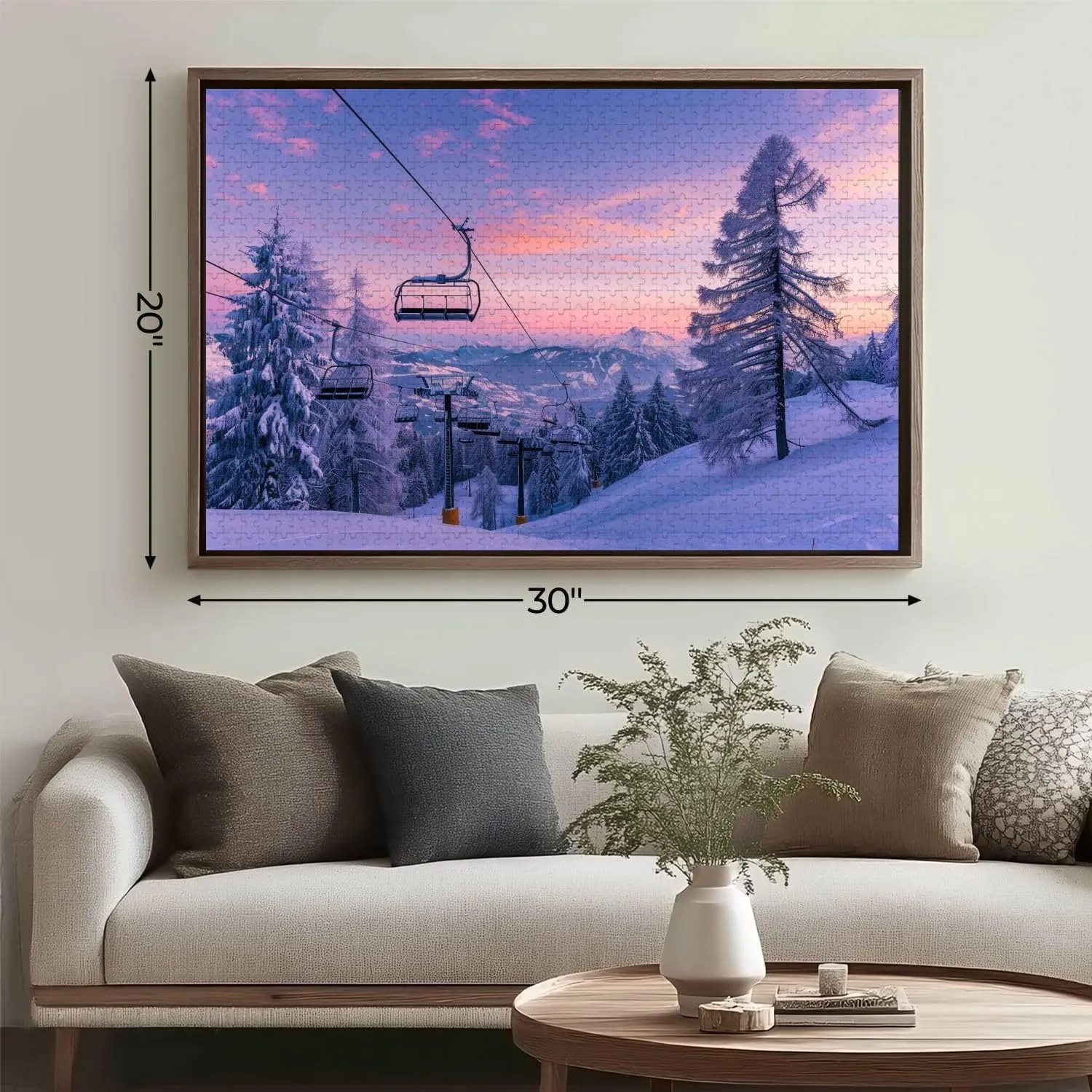 Wooden Jigsaw Puzzles for Adults 1000 Pieces Winter Mountains Panorama ski Slopes ski Lifts Fun and Challenging Board Puzzles Large Educational Game Kids Toys Gift Home Decor