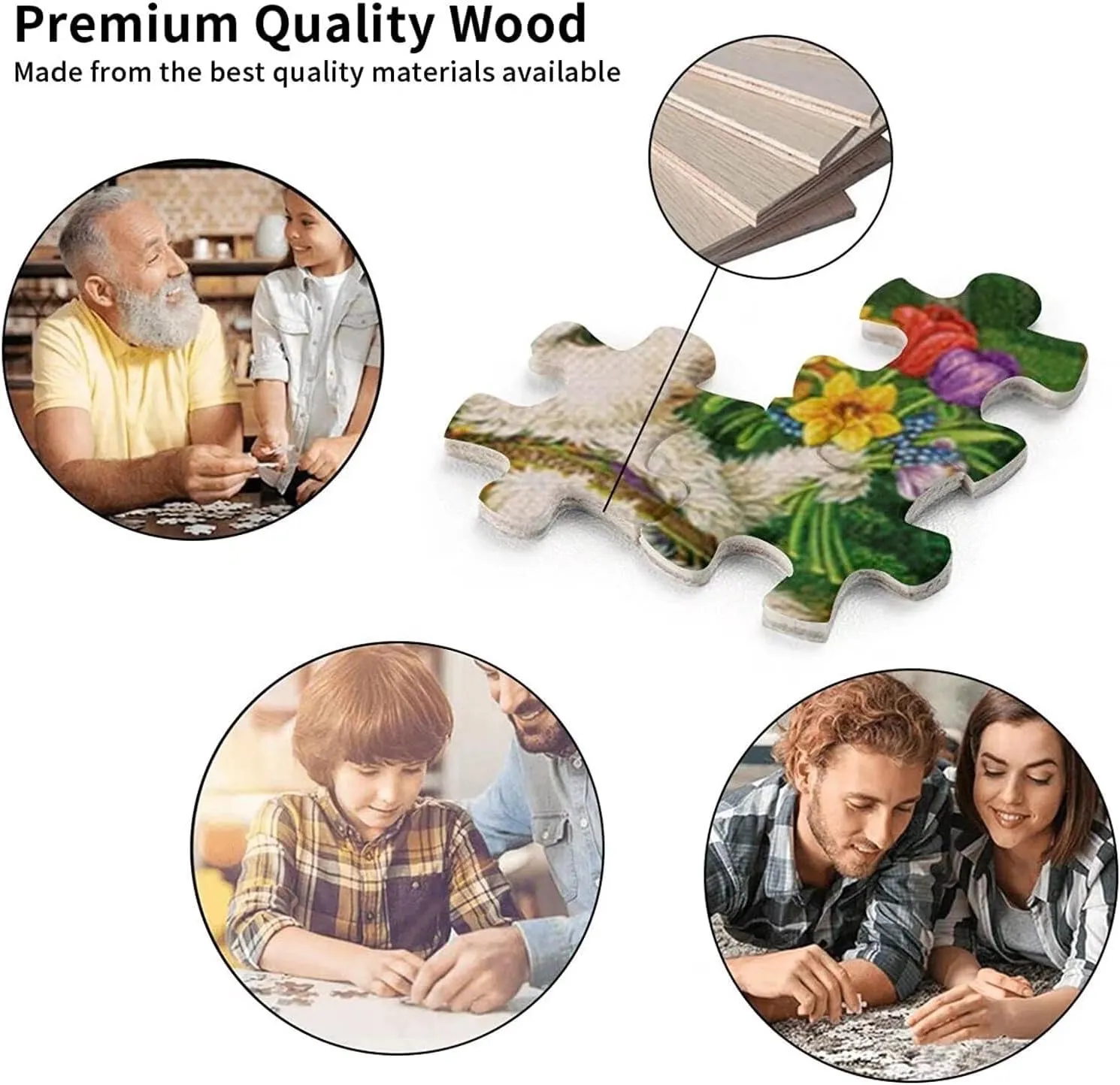 Wooden Jigsaw Puzzles for Adults 500 Piece Apanese Koi Fish and Water Lily Challenging Family Leisure Toys Impossible Hard Difficult Kids Game Artistic Accessories DIY Puzzles for School Supplies