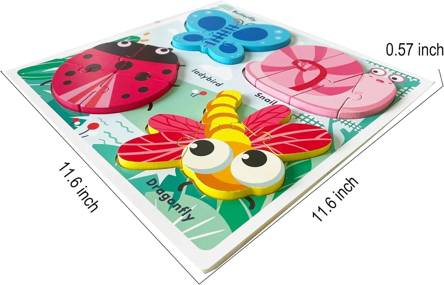 Wooden Jigsaw Puzzles for Toddlers 2-4 Years Old Girls Boys Jumbo Base Chunky Puzzle Ages1-3 Toddler Fun Gifts for 24-36 Months