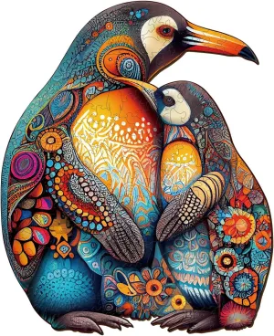 Wooden Jigsaw Puzzles, Wooden Puzzles for Adults and Kids, (M-190pcs-11.8 * 9.6in) Penguin Family Unique Shape Animal Wooden Puzzle, Wood Puzzles Jigsaw, Puzzle Gift Perfect Family Games