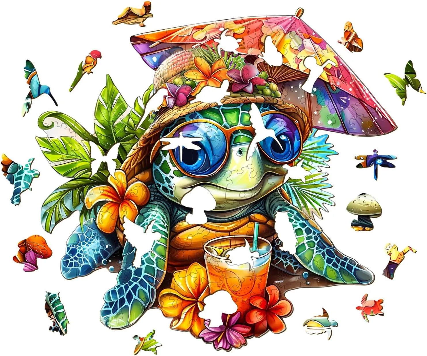 Wooden Puzzle for Adults-230PCS Beach Turtle Wooden Puzzle Unique Shape Advanced Wooden Jigsaw Puzzle for Adult, Wood Puzzles,Challenge Wooden Jigsaw Puzzle (L-13.4 * 12.7in-230pcs)
