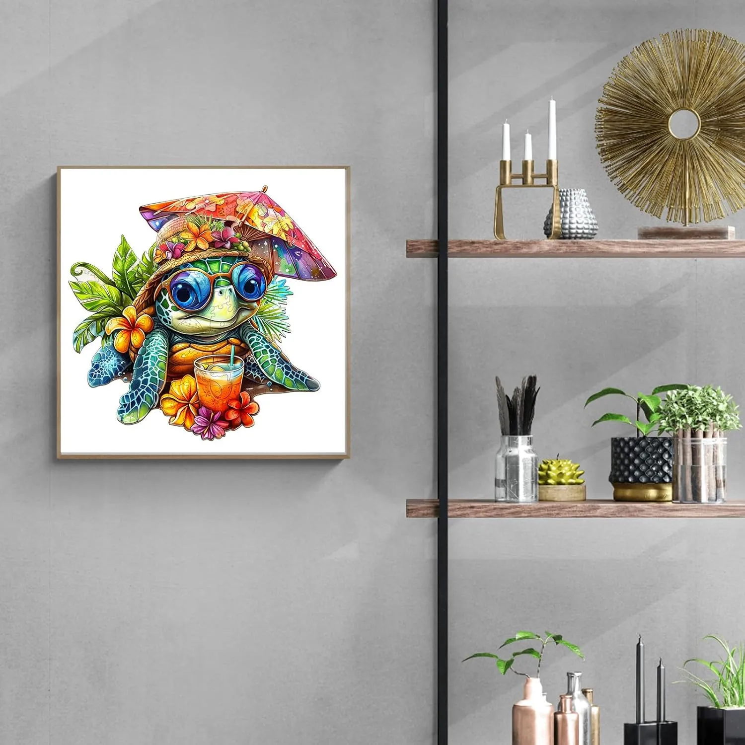 Wooden Puzzle for Adults-230PCS Beach Turtle Wooden Puzzle Unique Shape Advanced Wooden Jigsaw Puzzle for Adult, Wood Puzzles,Challenge Wooden Jigsaw Puzzle (L-13.4 * 12.7in-230pcs)