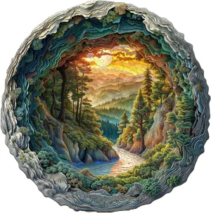 Wooden Puzzle for Adults-3D Vision Effect Cave Forest Wooden Puzzle Unique Shape Advanced Wooden Jigsaw Puzzle for Adult, Wood Puzzles,Challenge Wooden Jigsaw Puzzle (13.4 * 13.3in-300pcs)