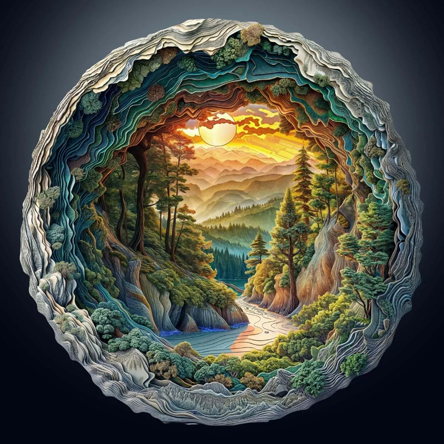 Wooden Puzzle for Adults-3D Vision Effect Cave Forest Wooden Puzzle Unique Shape Advanced Wooden Jigsaw Puzzle for Adult, Wood Puzzles,Challenge Wooden Jigsaw Puzzle (13.4 * 13.3in-300pcs)