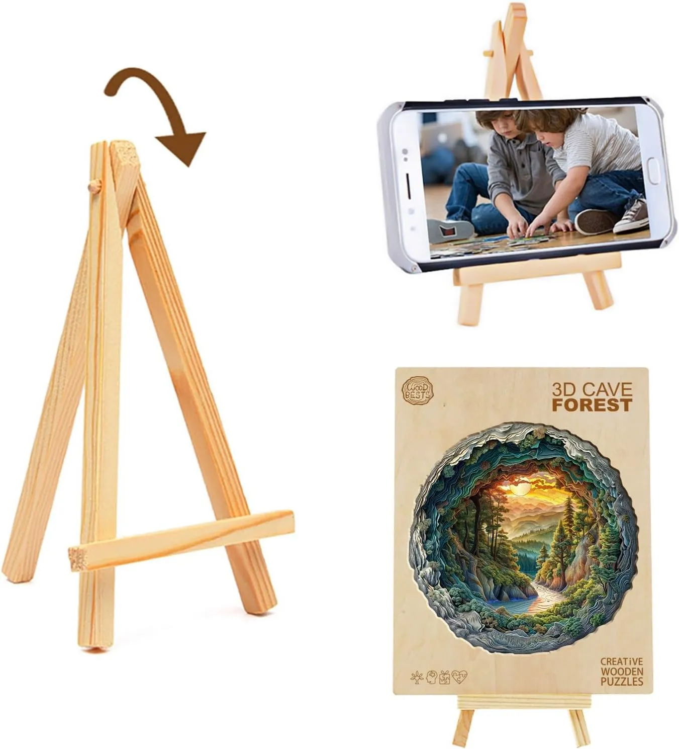 Wooden Puzzle for Adults-3D Vision Effect Cave Forest Wooden Puzzle Unique Shape Advanced Wooden Jigsaw Puzzle for Adult, Wood Puzzles,Challenge Wooden Jigsaw Puzzle (13.4 * 13.3in-300pcs)