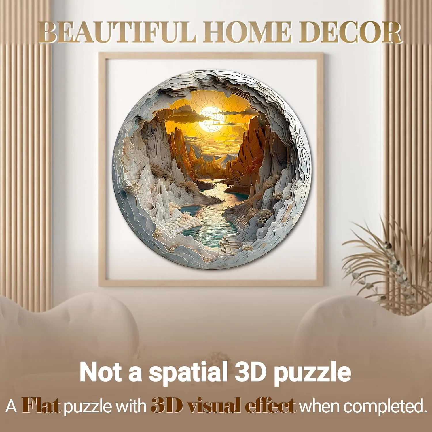Wooden Puzzle for Adults-3D Vision Effect Wooden Puzzle Unique Shape Advanced Cave Wooden Jigsaw Puzzle for Adult, Wood Puzzles,Challenge Wooden Jigsaw Puzzle (S-8.5 * 8.5in-100pcs)