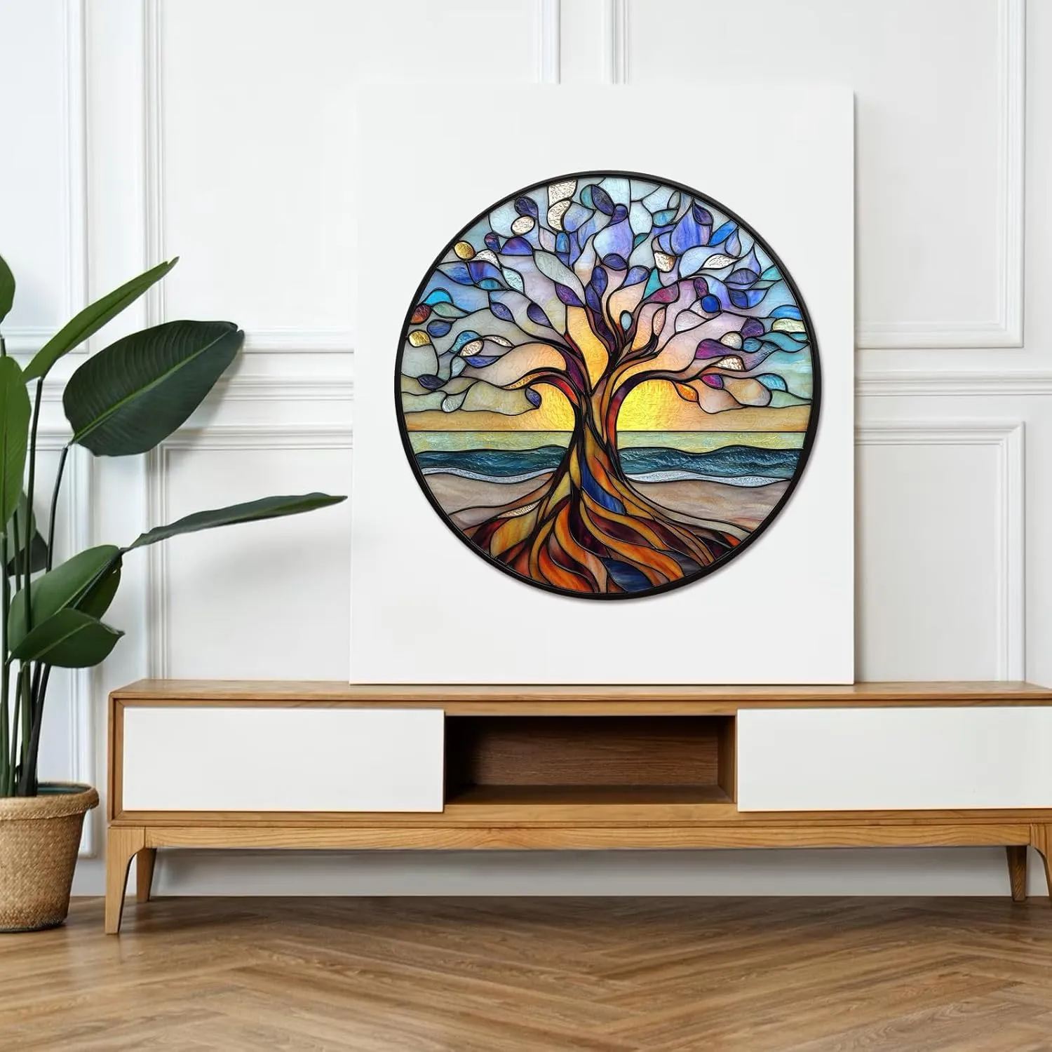 Wooden Puzzle for Adults, Seaside Tree of Life Puzzles for Adults, Unique Shaped Challenge Puzzle, Beautiful Package, Best Gift Toys for Family Friends, Brain Games Medium 11.2x11.2in