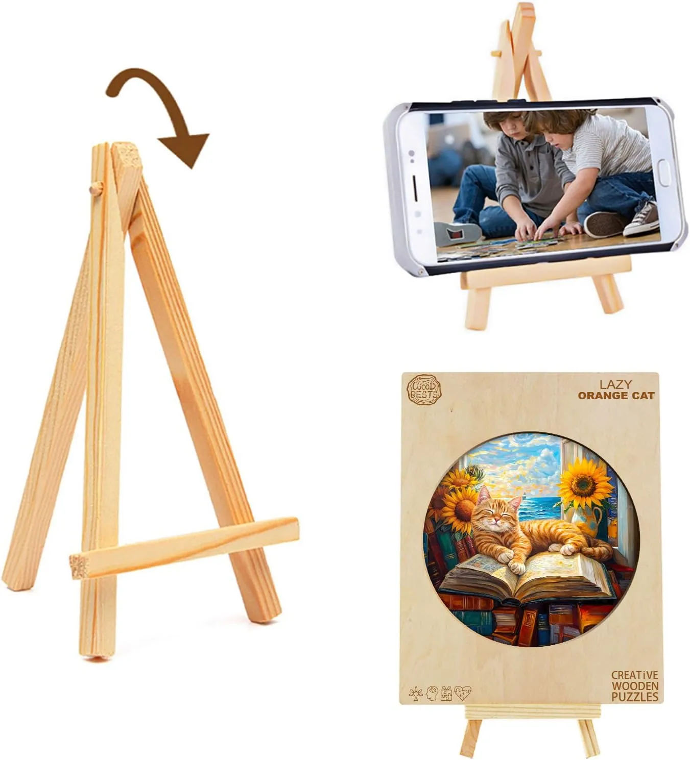 Wooden Puzzles for Adults, Wooden Jigsaw Puzzles for Adults Kids, Lazy Orange Cat Unique Shaped Wood Puzzles Adult, Creative Birthday Gifts for Friends Family Game (11.4 * 11.4in 200pcs)
