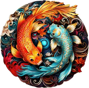 Wooden Puzzles for Adults, Yin Yang Fish (L-275pcs) Wooden Jigsaw Puzzles Kids, 13.3*13.2in Unique Shaped Animal Wood Puzzles Adults, Christmas Puzzles Xmas Birthday Gifts Family Puzzle Games