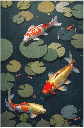 Wooden Jigsaw Puzzles - Lotus Koi Fish Wooden Puzzle for Adults 1000 Piece,Fun Leisure Game Educational Toys Decompressing Intellectual Puzzles Suitable Family Friends Decorations Gift