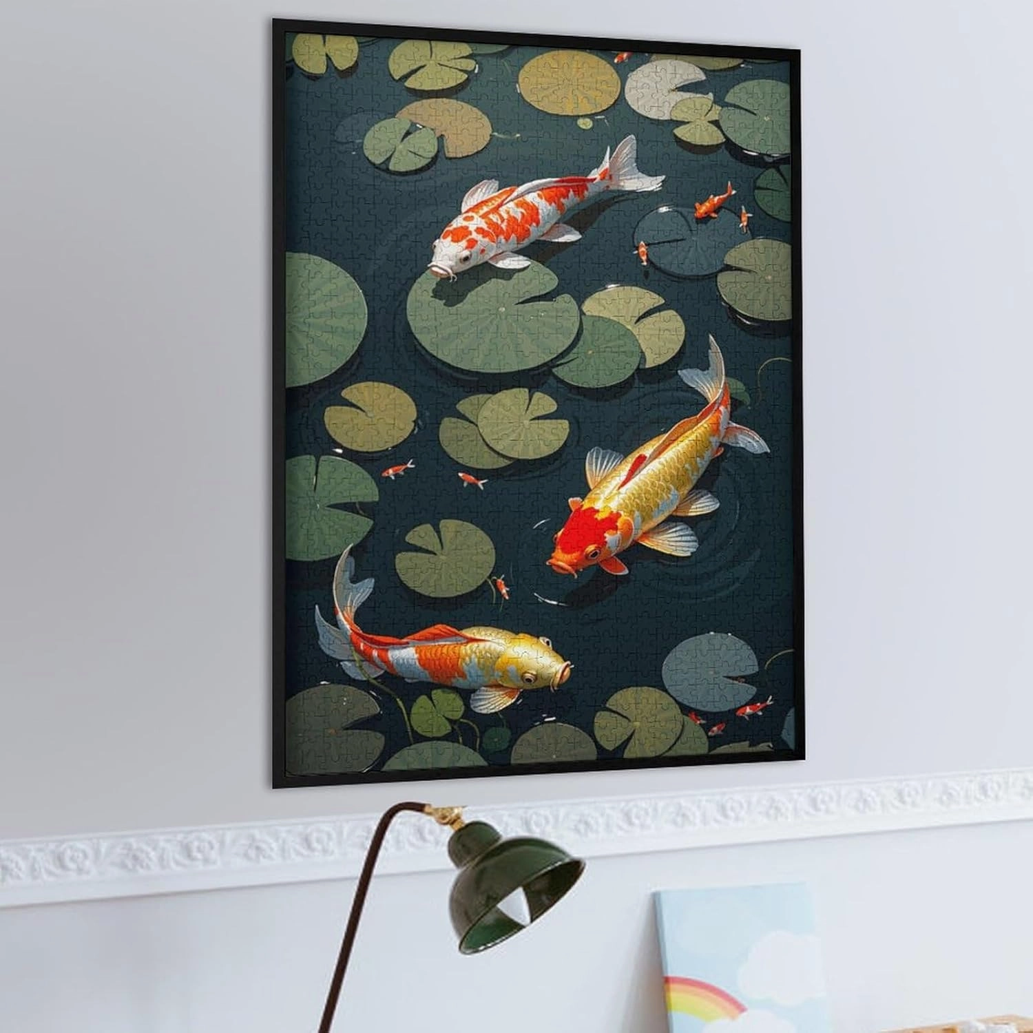 Wooden Jigsaw Puzzles - Lotus Koi Fish Wooden Puzzle for Adults 1000 Piece,Fun Leisure Game Educational Toys Decompressing Intellectual Puzzles Suitable Family Friends Decorations Gift