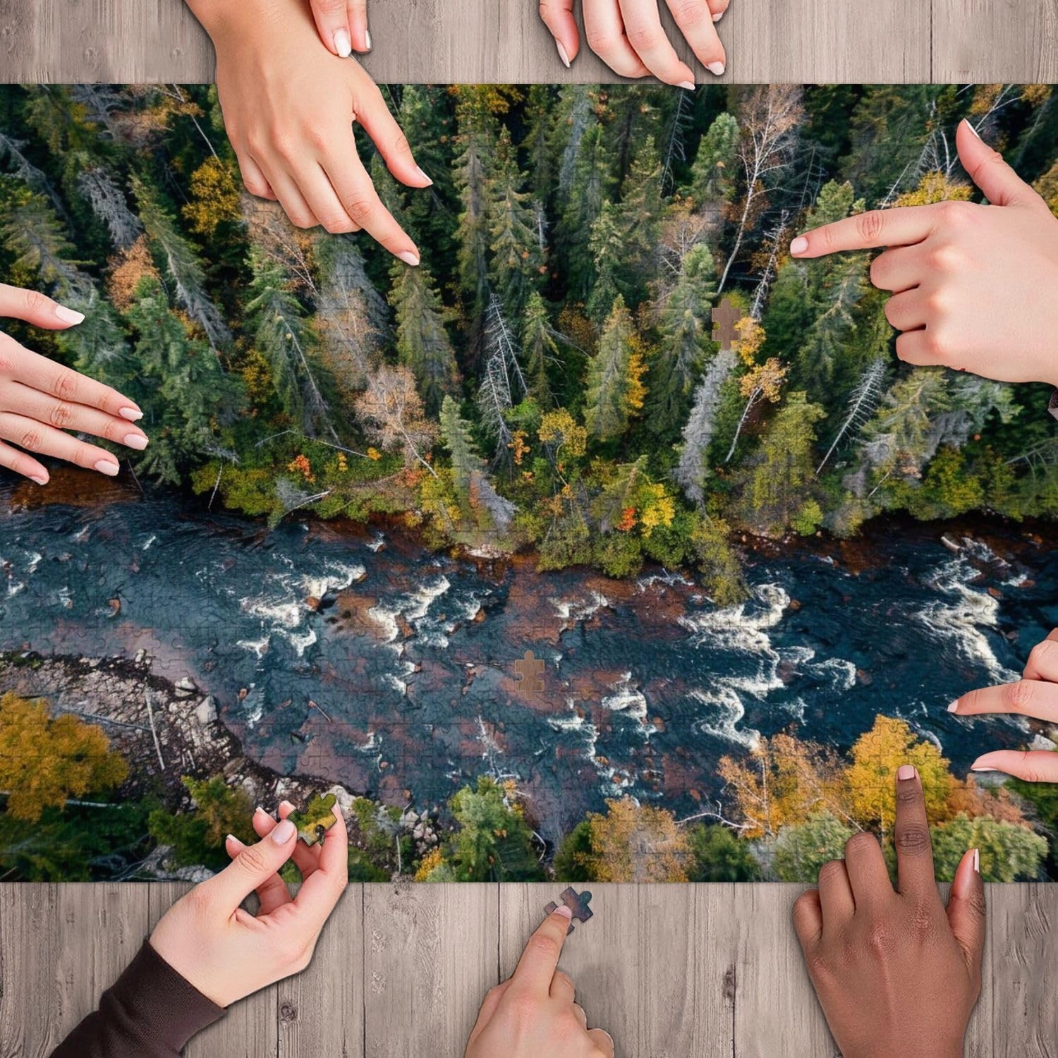Wooden Jigsaw Puzzles for Adults 1000 Pieces Aerial View Forest Nature Autumn Season Quebec Canada Fun and Challenging Board Puzzles Large Educational Game Kids Toys Gift Home Decor