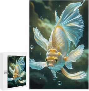 Wooden Puzzle - Beautiful Gold Fish Wooden Puzzles for Adults 1000 Pieces Challenge Puzzles，Educational Games，Family Puzzles，Unique Gifts for Wall Art ，Funny Puzzles