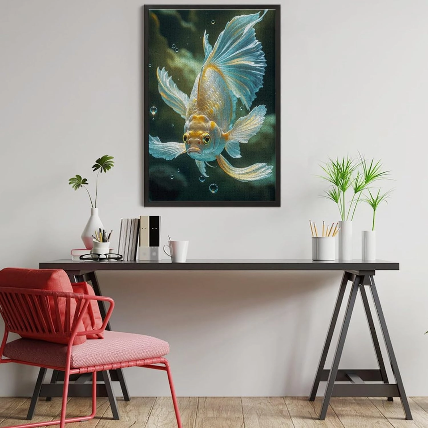 Wooden Puzzle - Beautiful Gold Fish Wooden Puzzles for Adults 1000 Pieces Challenge Puzzles，Educational Games，Family Puzzles，Unique Gifts for Wall Art ，Funny Puzzles