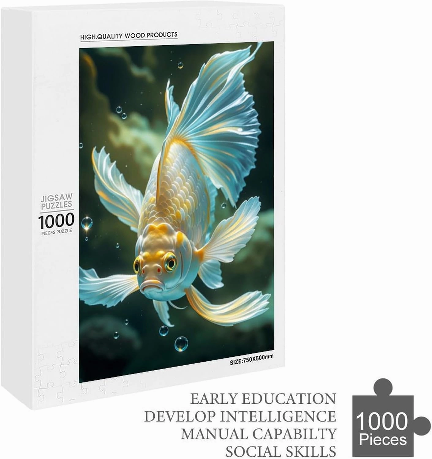 Wooden Puzzle - Beautiful Gold Fish Wooden Puzzles for Adults 1000 Pieces Challenge Puzzles，Educational Games，Family Puzzles，Unique Gifts for Wall Art ，Funny Puzzles