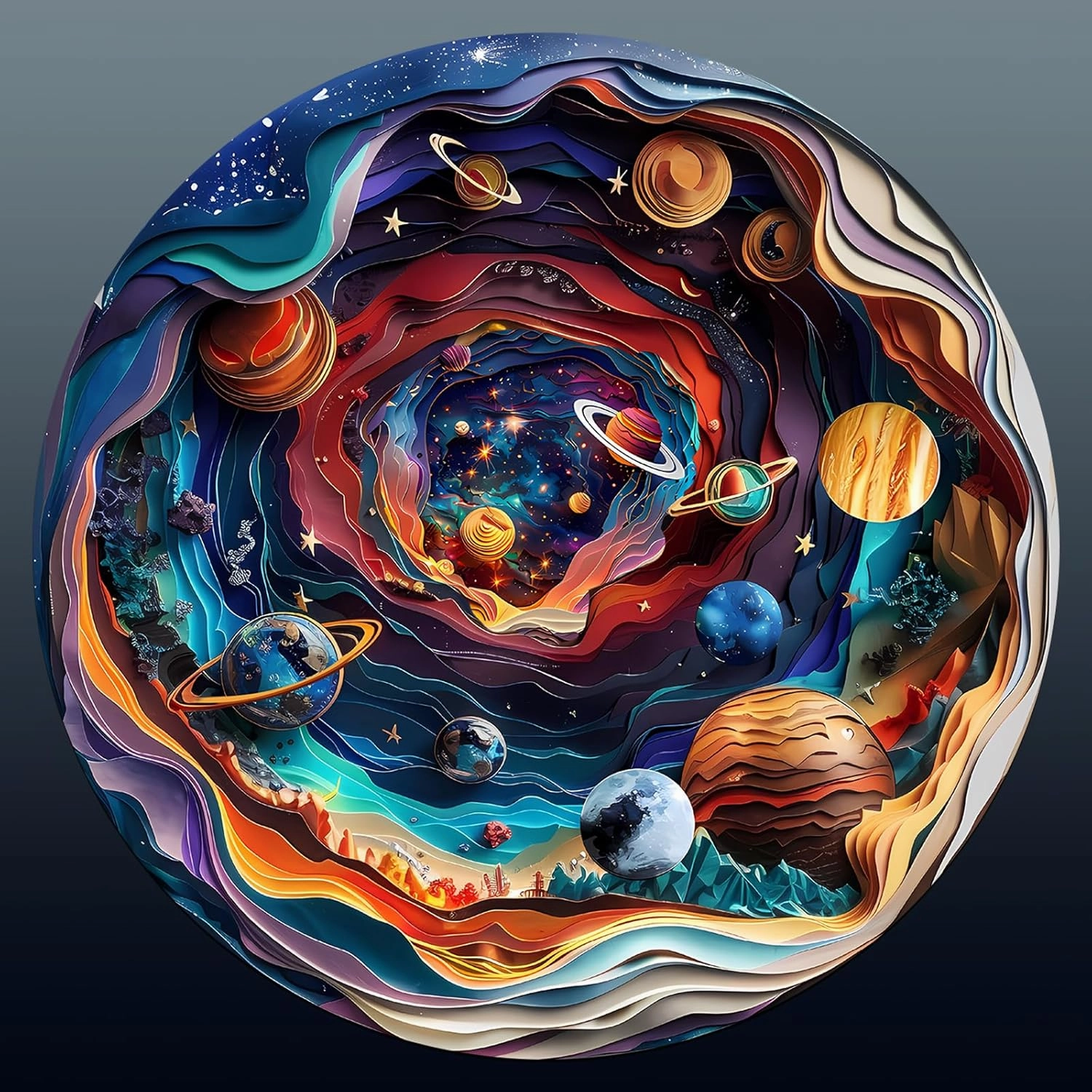 Wooden Puzzle for Adults-3D Visual Effect Universe Unique Shape Advanced Wooden Jigsaw Puzzle for Adults and Kids,Best Gift,Wood Puzzles,Challenge Wooden Jigsaw Puzzle (Universe, Small)