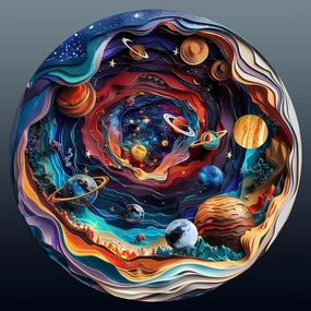 Wooden Puzzle for Adults-3D Visual Effect Universe Unique Shape Advanced Wooden Jigsaw Puzzle for Adults and Kids,Best Gift,Wood Puzzles,Challenge Wooden Jigsaw Puzzle (Universe, Small)