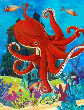 Wooden Puzzle Underwater Dream Octopus 1000 Pieces Adult Jigsaw Puzzles for Adults Game Gift Art-Animal Wildlife Party (29.5x19.7 Inches)