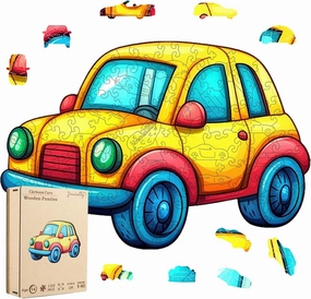 Wooden Puzzles for Adult and Kids, 100 Pieces Cartoon Cars Puzzle, Cars Unique Shaped Wooden Preschool Puzzle, Toddler Wooden Puzzle Toy Gift for Family and Friends, Suitable for Family Games