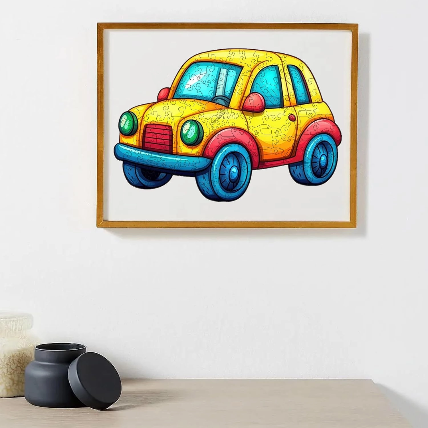 Wooden Puzzles for Adult and Kids, 100 Pieces Cartoon Cars Puzzle, Cars Unique Shaped Wooden Preschool Puzzle, Toddler Wooden Puzzle Toy Gift for Family and Friends, Suitable for Family Games