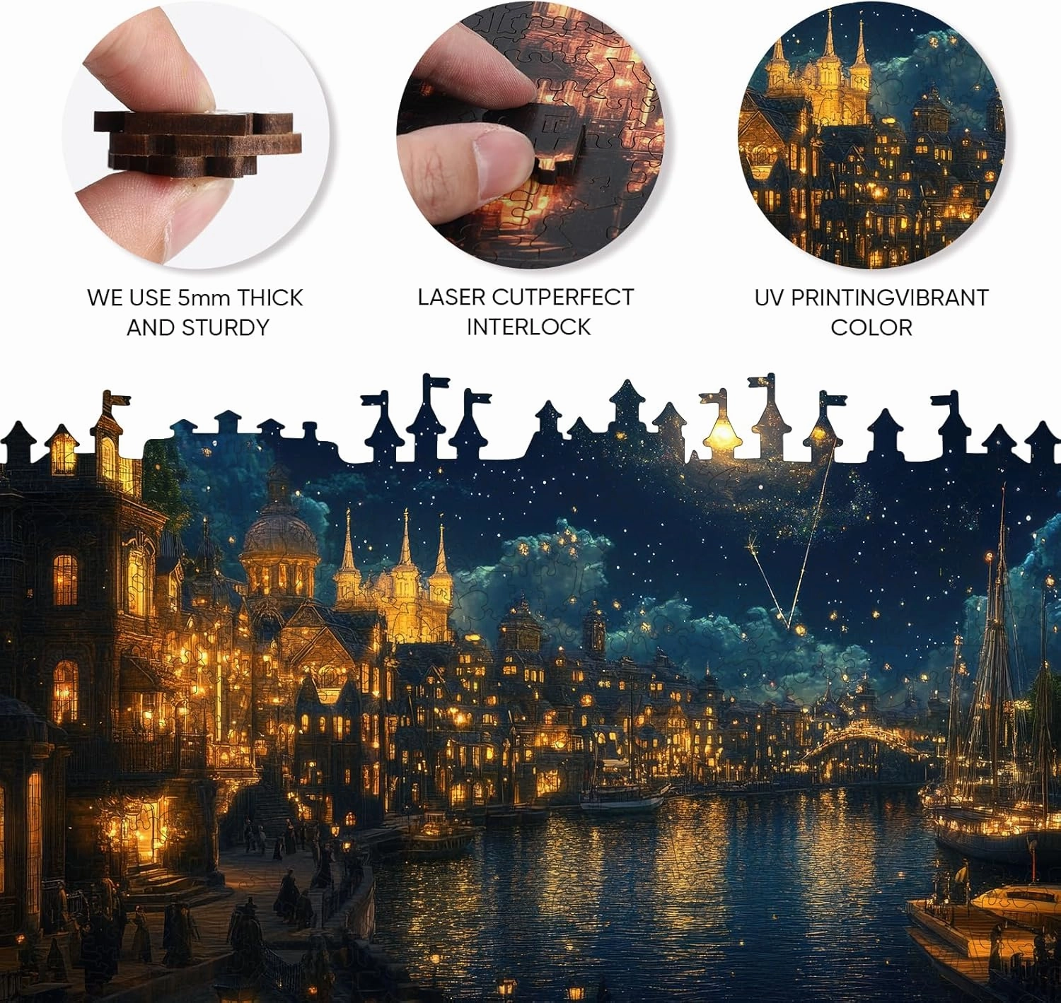 Wooden Puzzles for Adults 500 Piece, Hard Impossible Puzzles for Adults, Unique Shaped Landscape Painting Challenge Puzzle, Exquisite Packaging, Best Toys Gifts for Family Friends, Brain Games