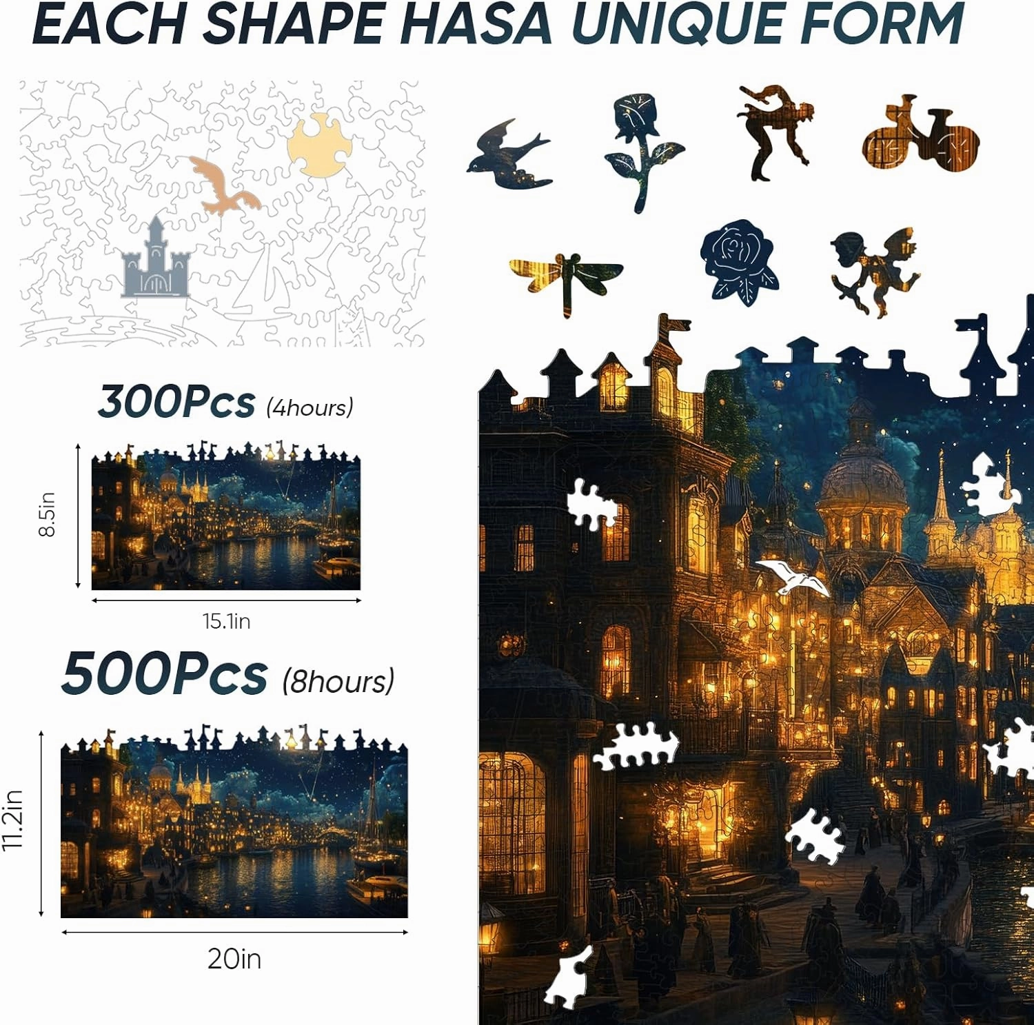 Wooden Puzzles for Adults 500 Piece, Hard Impossible Puzzles for Adults, Unique Shaped Landscape Painting Challenge Puzzle, Exquisite Packaging, Best Toys Gifts for Family Friends, Brain Games