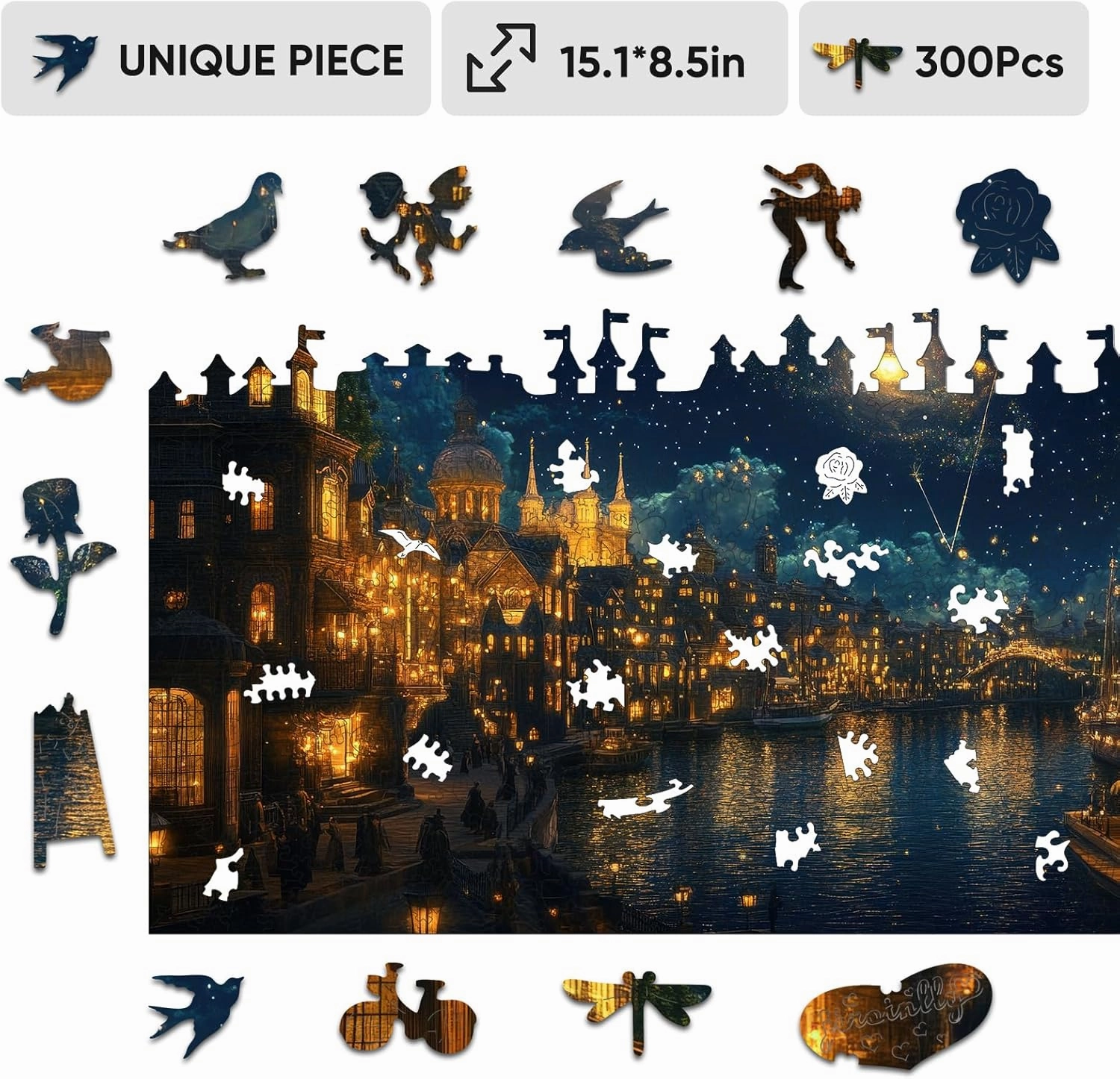 Wooden Puzzles for Adults 500 Piece, Hard Impossible Puzzles for Adults, Unique Shaped Landscape Painting Challenge Puzzle, Exquisite Packaging, Best Toys Gifts for Family Friends, Brain Games