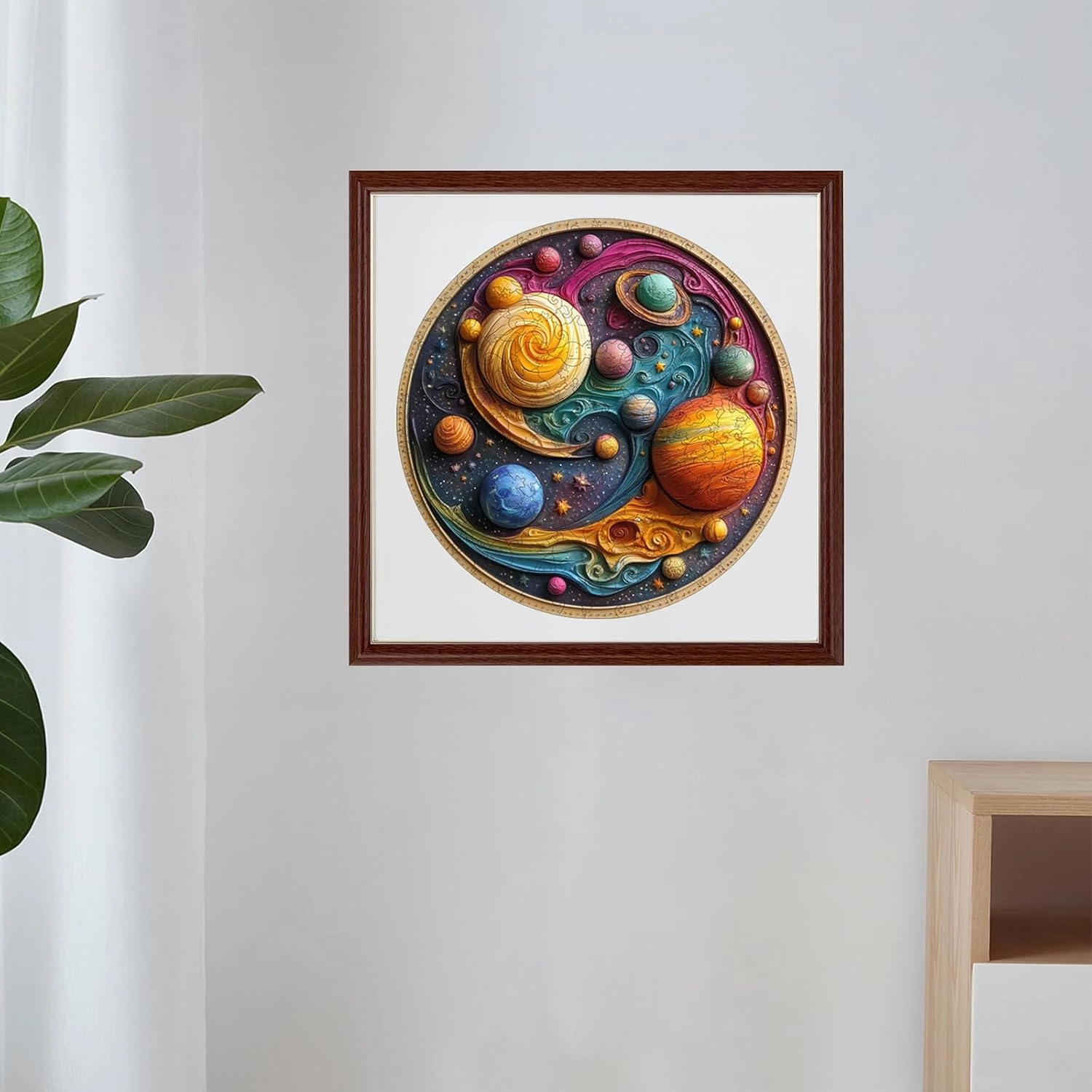 Wooden Puzzles for Adults 500 Piece, Solar System Planet Wooden Jigsaw Puzzles, Royal, Unique Shape Adult Puzzles, Irregular Wood Puzzles Creative Gift for Adults Family Game(16.5 * 16.5 in)