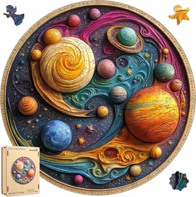 Wooden Puzzles for Adults 500 Piece, Solar System Planet Wooden Jigsaw Puzzles, Royal, Unique Shape Adult Puzzles, Irregular Wood Puzzles Creative Gift for Adults Family Game(16.5 * 16.5 in)