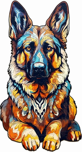 Wooden Puzzles for Adults - Unique Shaped Animal Jigsaw Puzzles - German Shepherd Puzzle - Fun Challenging Family Games Easter Birthday Gifts - Dog Puzzle Toys - 168pcs
