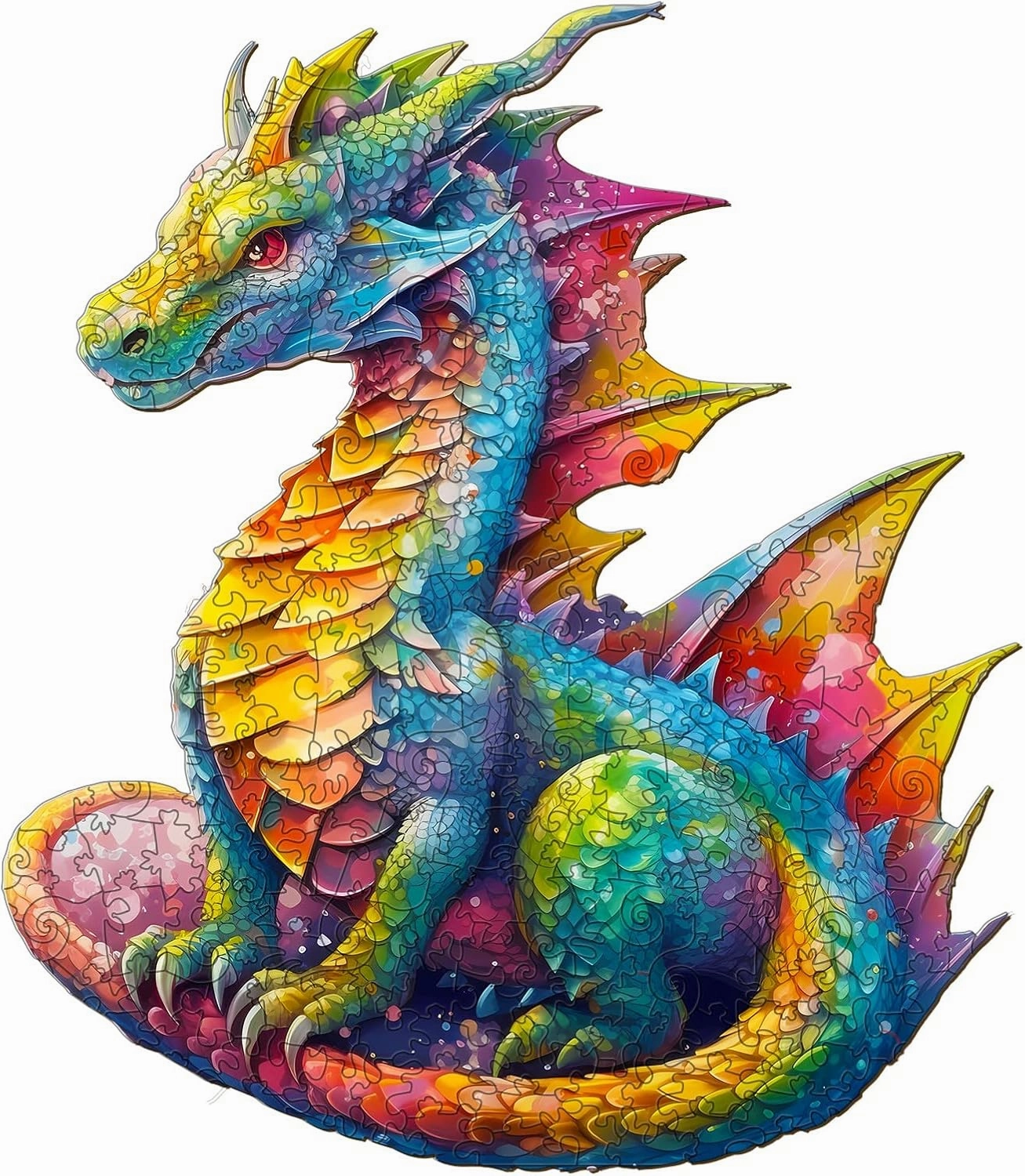 Wooden Puzzles for Adults and Kids, Dragon (L-280pcs) Wooden Jigsaw Puzzles, Unique Shaped Animal Wood Puzzles Adults and Kids Family Games 14 * 12in