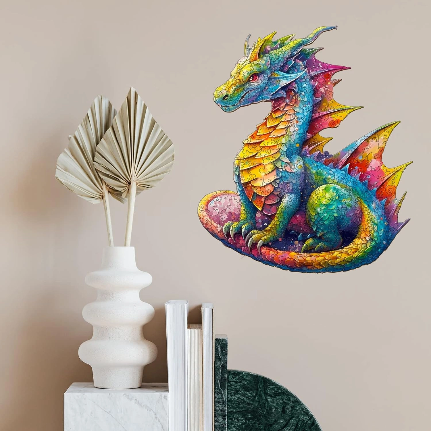 Wooden Puzzles for Adults and Kids, Dragon (L-280pcs) Wooden Jigsaw Puzzles, Unique Shaped Animal Wood Puzzles Adults and Kids Family Games 14 * 12in