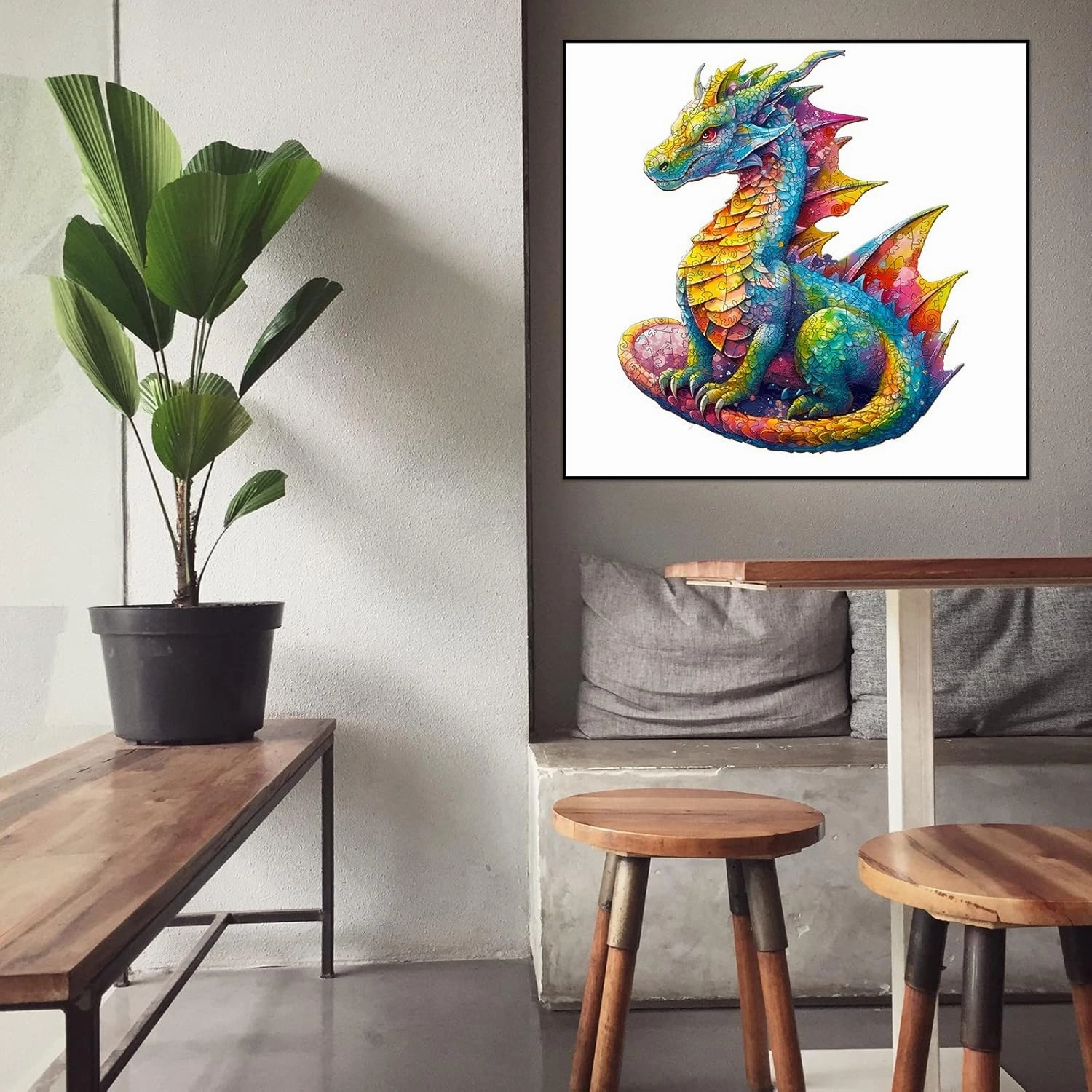 Wooden Puzzles for Adults and Kids, Dragon (L-280pcs) Wooden Jigsaw Puzzles, Unique Shaped Animal Wood Puzzles Adults and Kids Family Games 14 * 12in