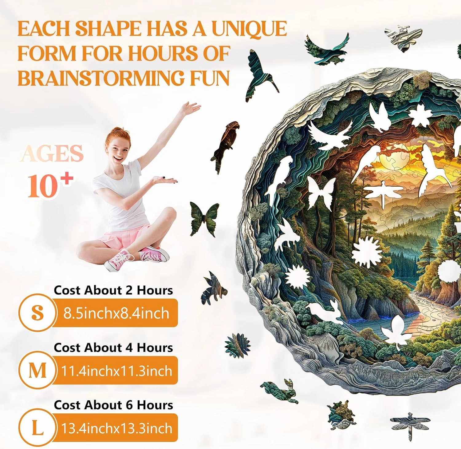 Wooden Puzzles for Adults, Wooden Jigsaw Puzzles for Adults Kids, 3D Cave Forest Unique Shaped Wood Puzzles Adult, Creative Birthday Gifts for Friends Family Game (11.4 * 11.4in 200pcs)