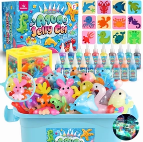 wookidel Magic Gel Water Elf Toy Kit, Aqua Fairy Water Gel Kit with 20PCS Magic Gels and Animal Molds, Gift for Christmas, Easter, Birthday,Creative Art Craft Kits for Girls Boys 6 7 8 9 10 Year Old