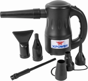 XPOWER A-2 Airrow Pro Electric Air Duster for Dusting, Drying, Inflating, Car Detailing, Computer, Leaf Blowing, 90 CFM, 7 Nozzles 2 Brushes, High Performance Motor, Eco-Friendly, Jet Black