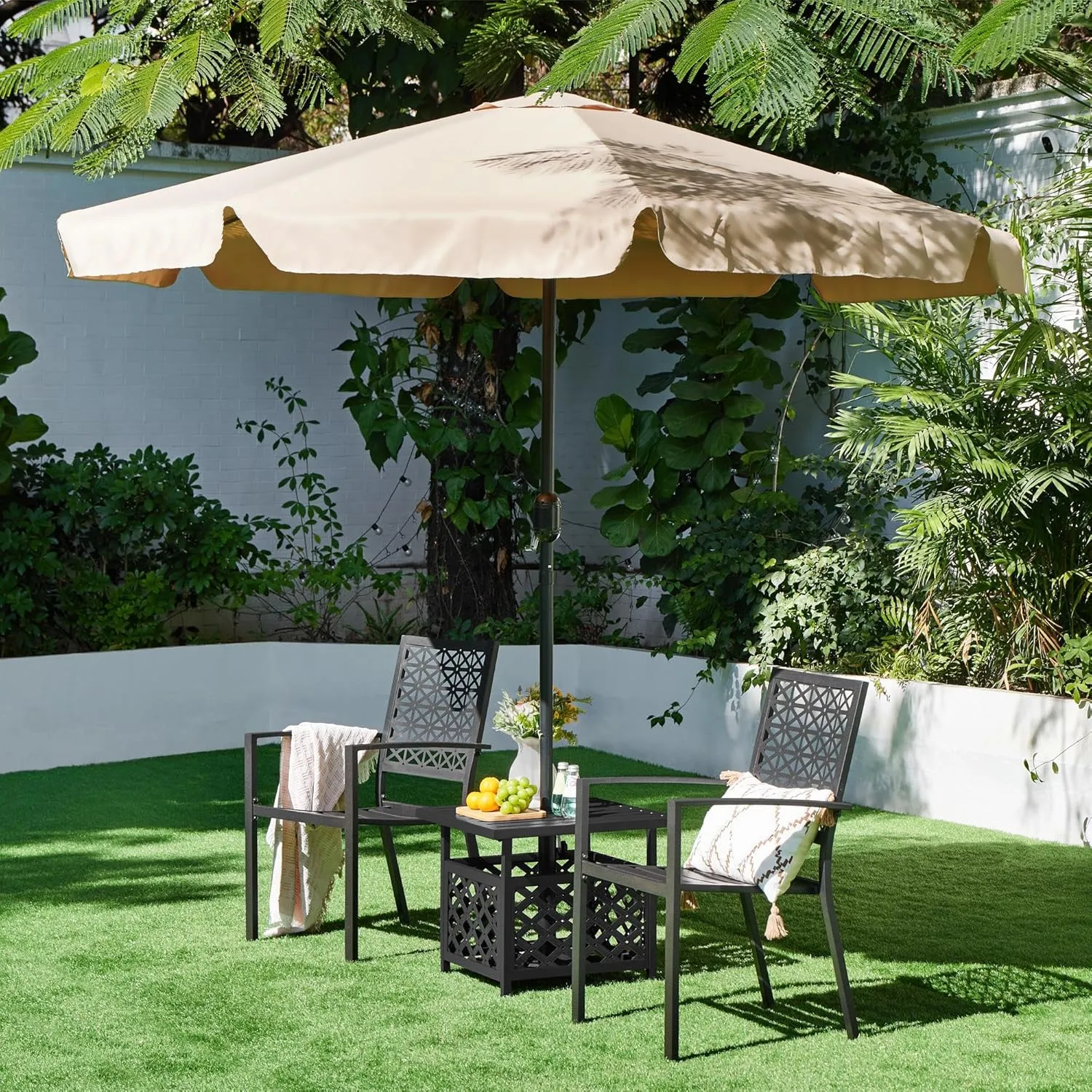 Yaheetech Outdoor Patio Dining Chairs Set of 4 with Armrests and Metal Frame, Heavy-Duty Metal Black Outdoor Chairs Stackable for Garden, Lawn and Yard